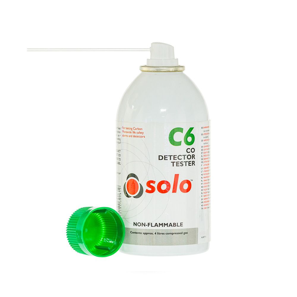 Solo-C6 Aerosolflaska för handhållen provning av kolmonoxid-detektorer.